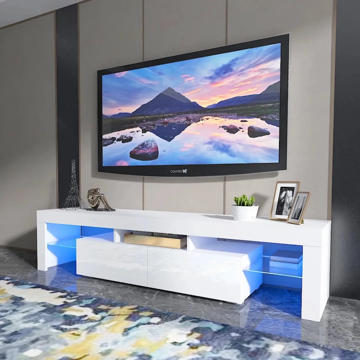 White TV Stand with LED Lights thumbnail