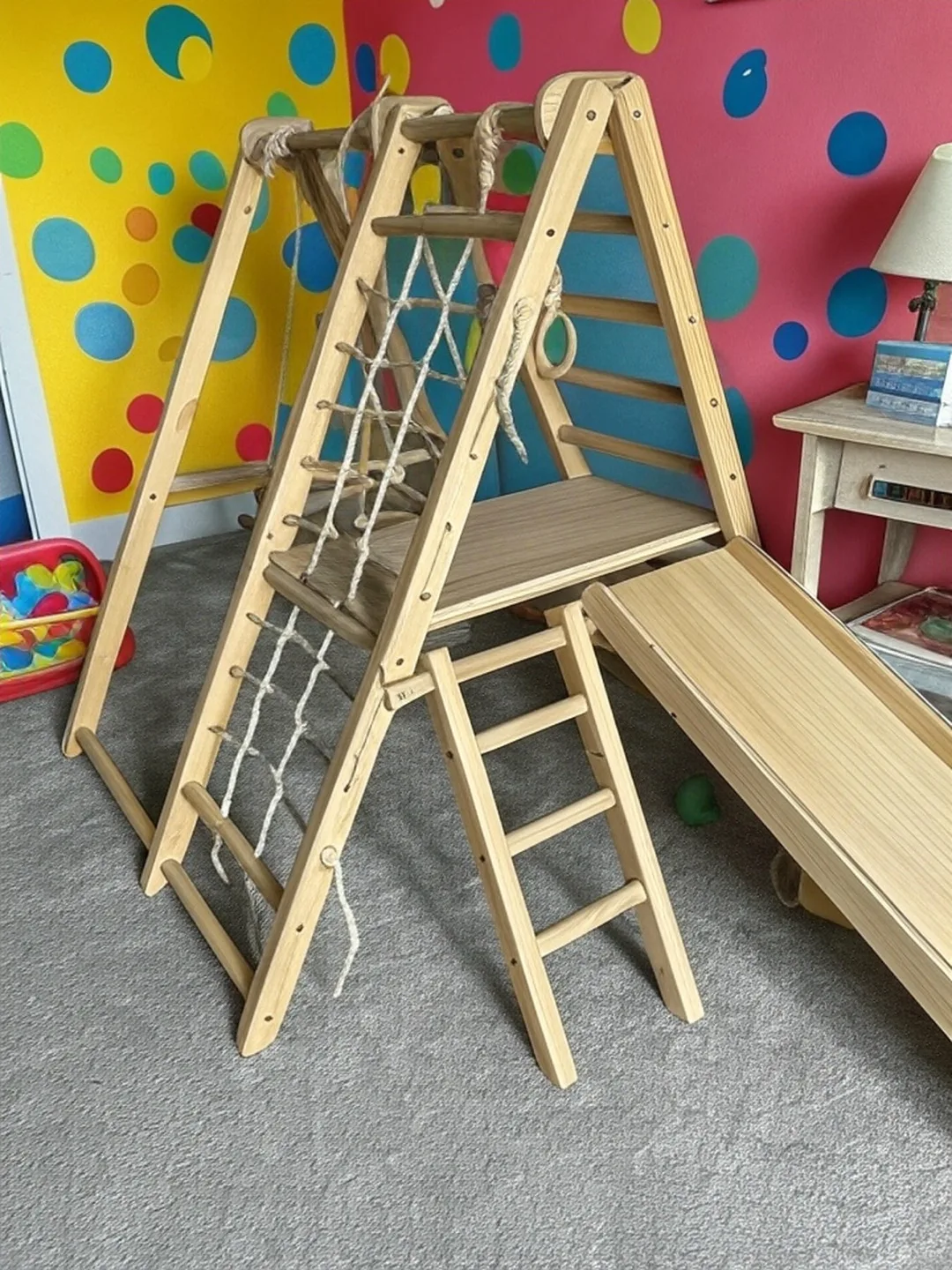 Wooden Climbing Triangle with Slide thumbnail