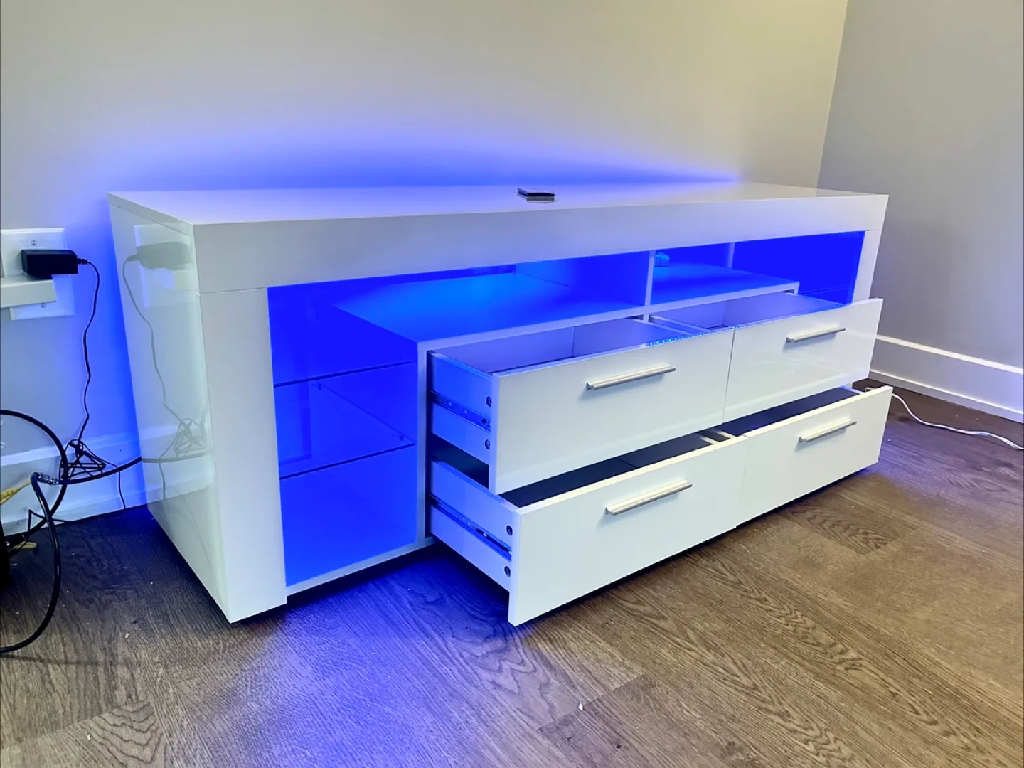 White TV Stand with LED Lighting thumbnail