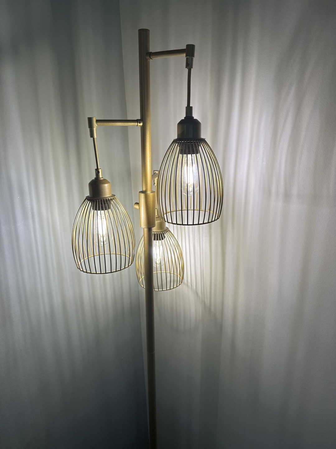 Gold Metal 3-Light Floor Lamp