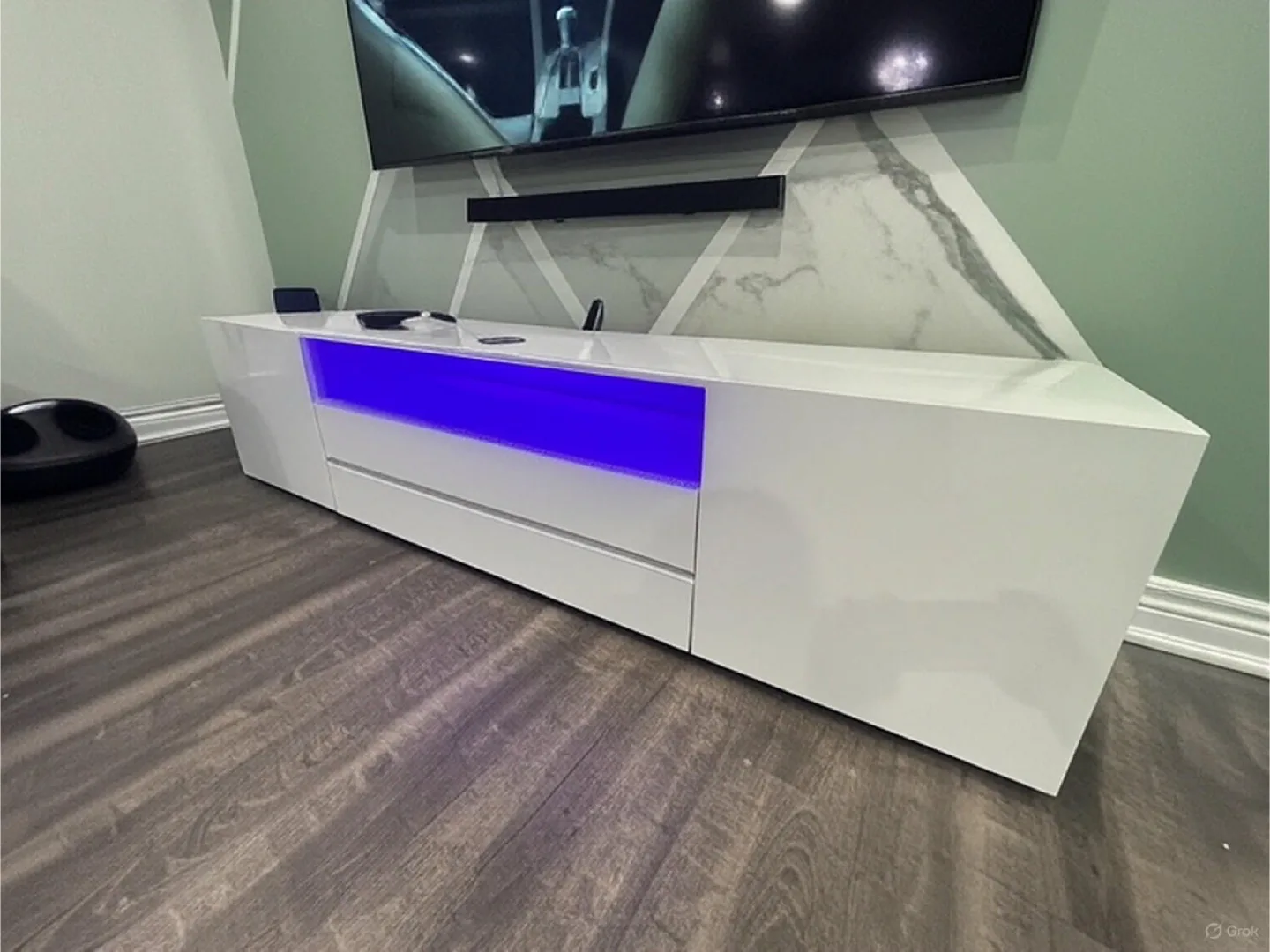 White TV Stand with LED Lighting thumbnail