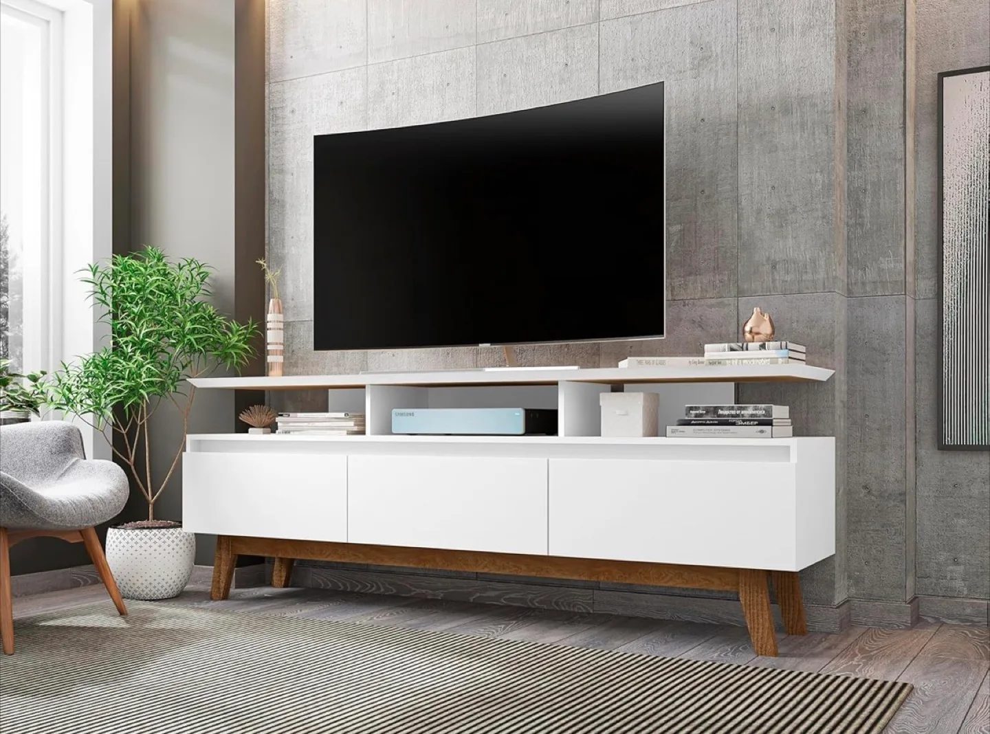 White TV Stand Media Console thumbnail