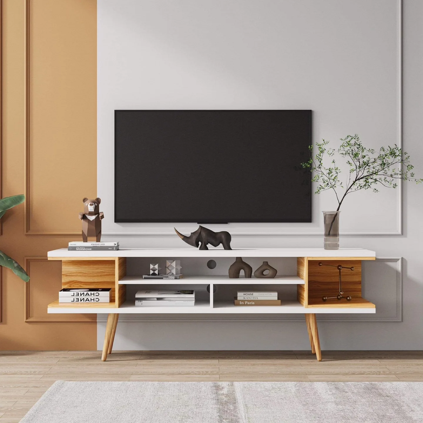 White & Wood TV Stand/Media Console thumbnail
