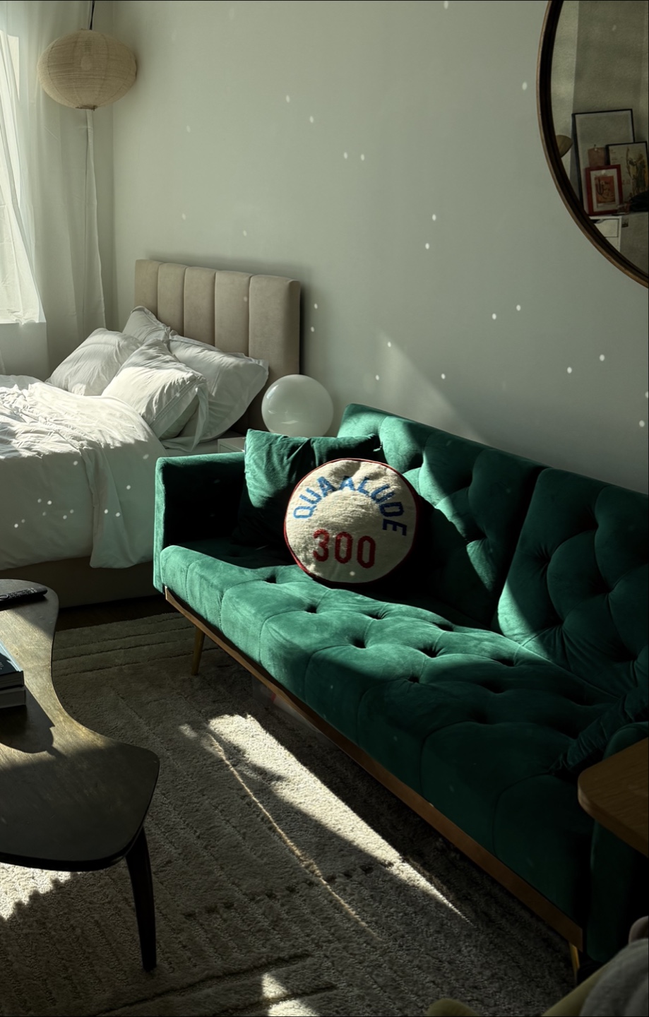 Green Velvet Tufted Sofa Bed