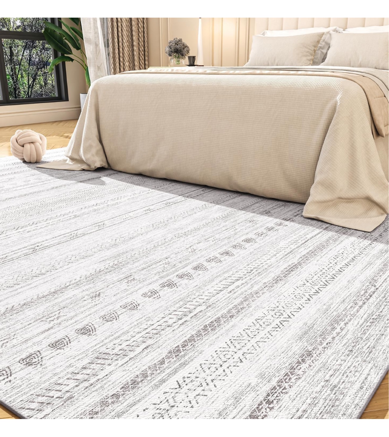 8x10 Washable Boho Rug for Bedroom, office , dining room Grey - photo 2