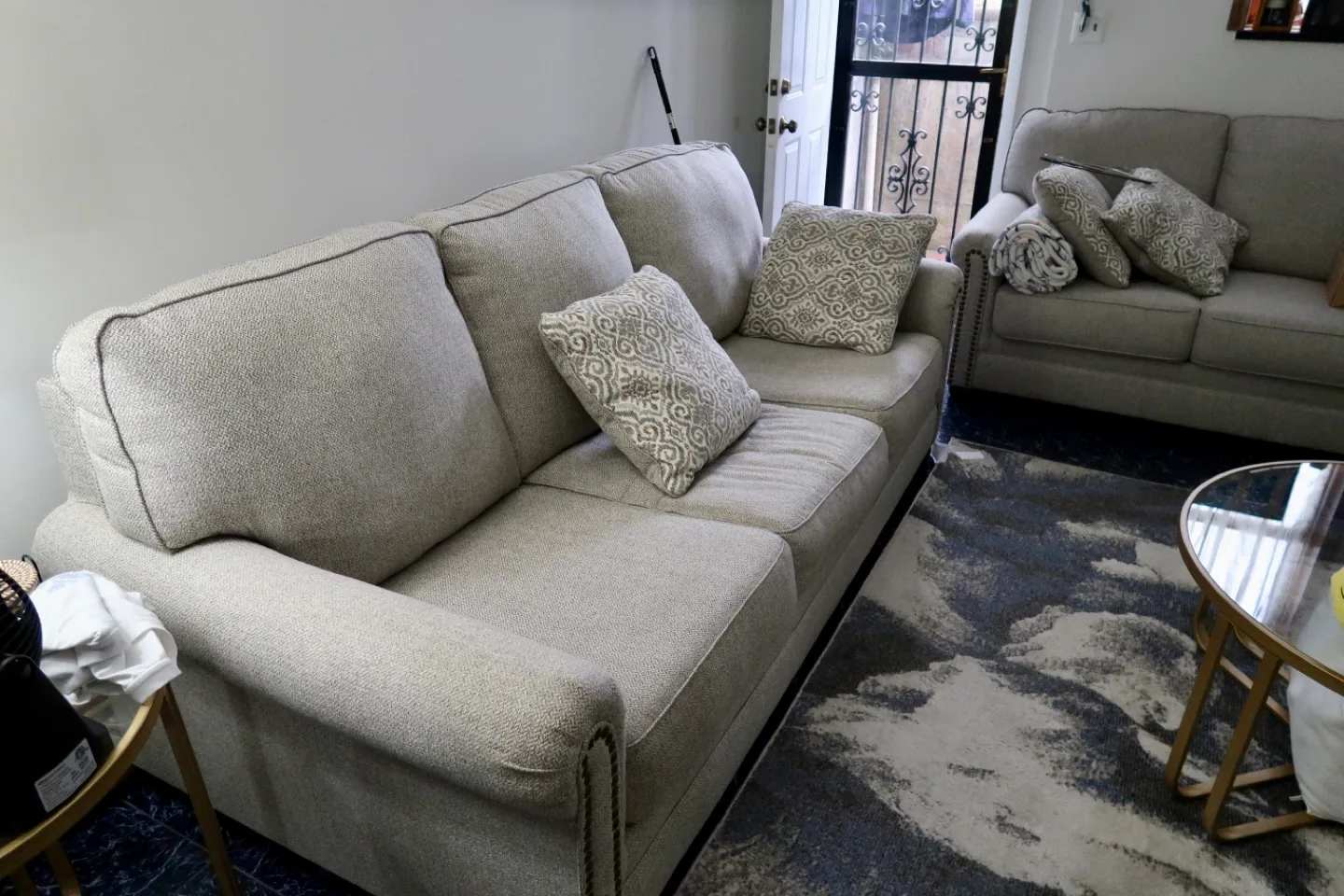Neutral-Toned Sofa Bed and Loveseat Set thumbnail