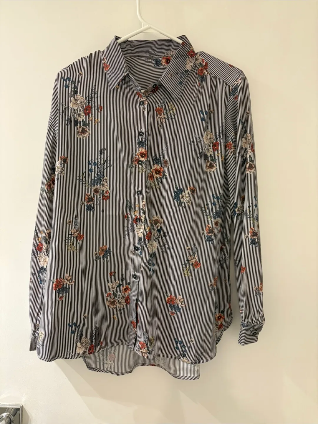 Striped Floral Blouse - women’s top medium thumbnail