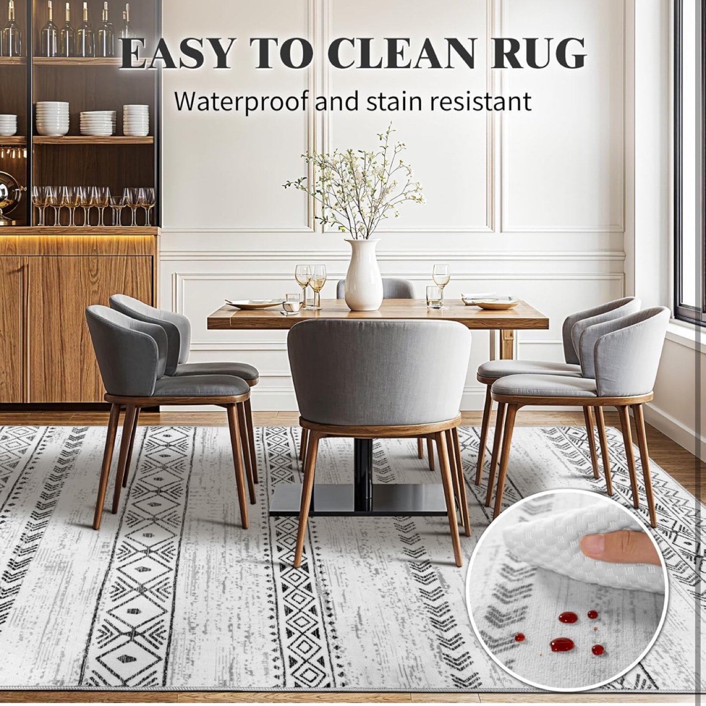 Easy to Clean Area Rug - 8*10 Waterproof & Stain Resistant - photo 2