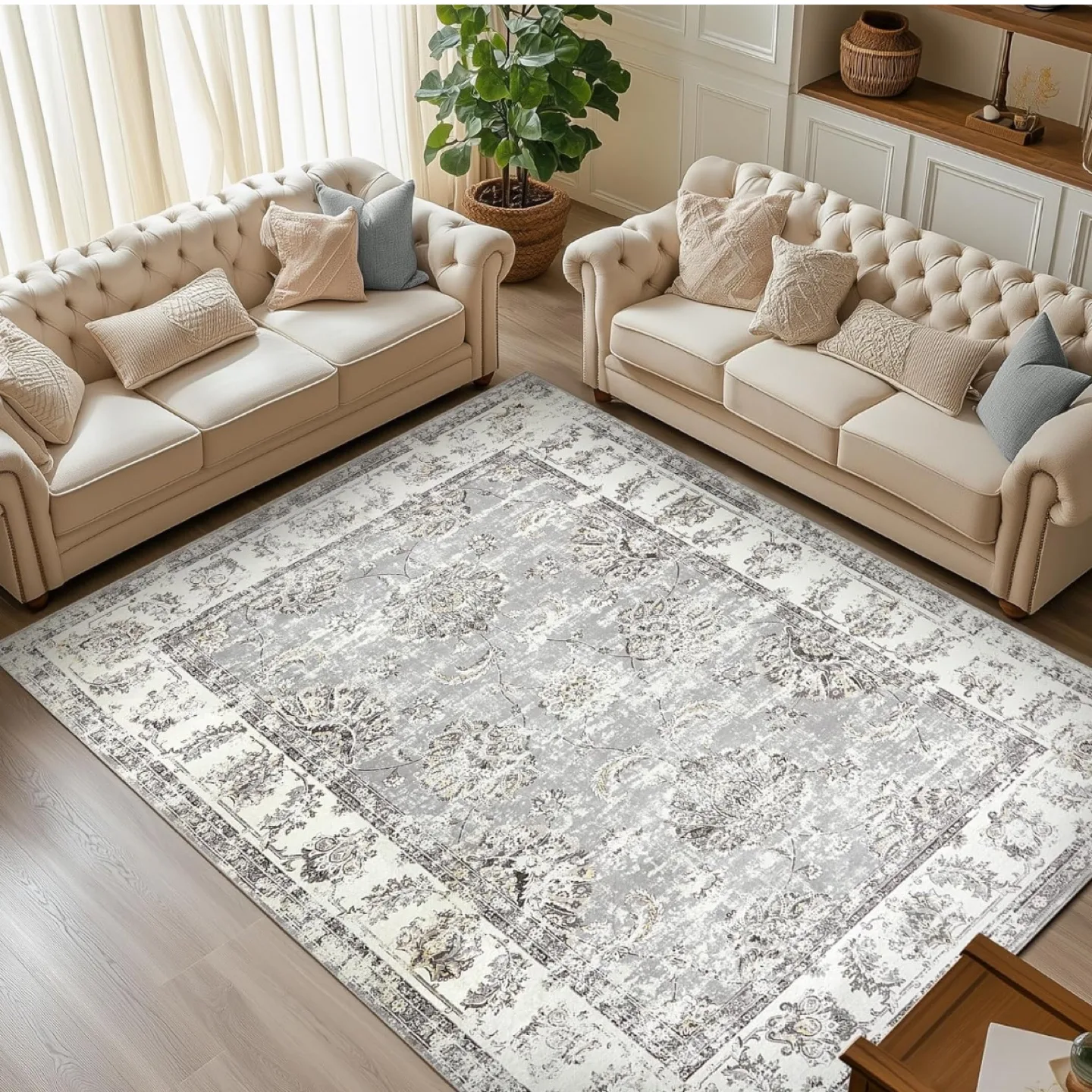 Rug 9x12 Rug Boho Living Print Washable rug thumbnail