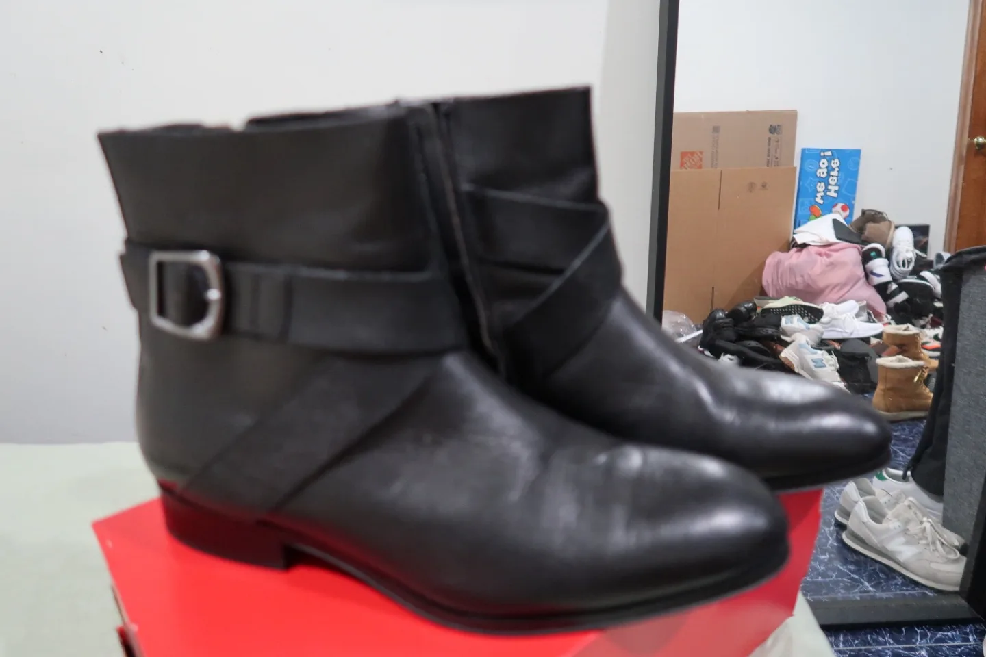 Naya Black Leather Ankle Boots thumbnail