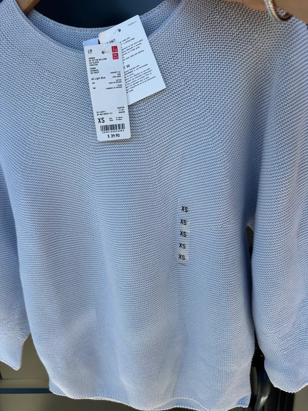 Uniqlo Cotton Balloon 3/4 Sleeve Sweater - XS thumbnail