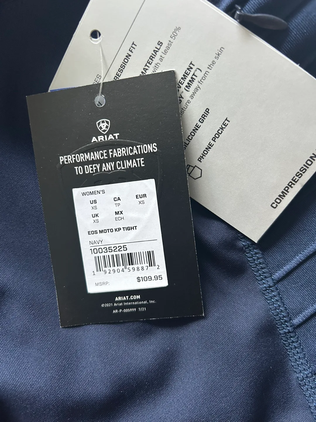 Ariat Tek Compression Fit Tights - Navy image indicator(10)