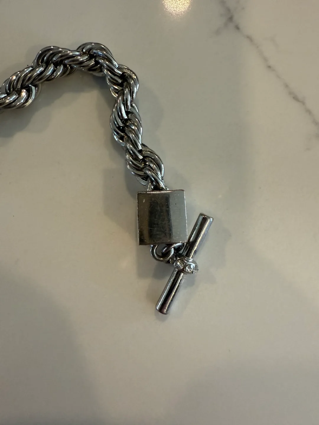 Guess Silver Tone Rope Chain Necklace thumbnail