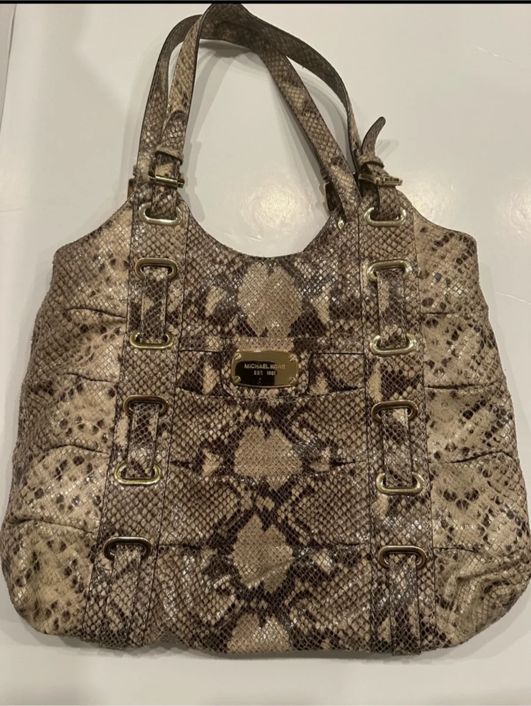 Michael Kors Snakeskin Print Shoulder Bag thumbnail