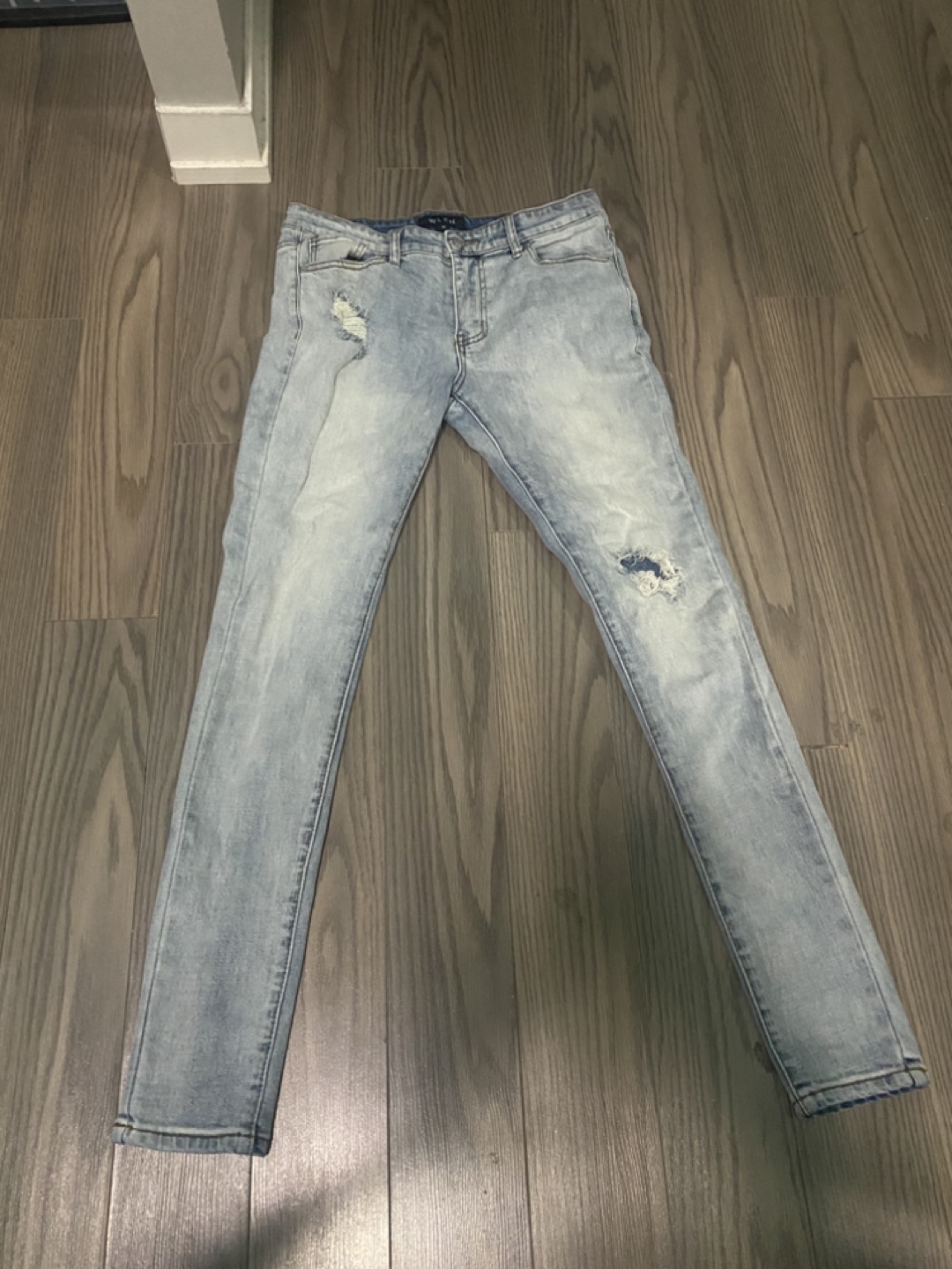 Blue Slim Fit Ripped Jeans