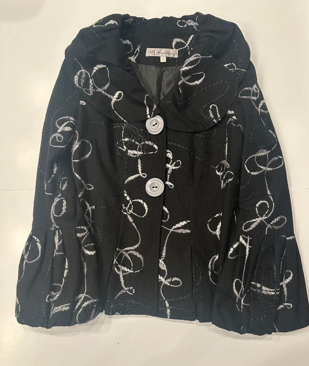 Melanie Lyne Black Patterned Jacket - Size S thumbnail