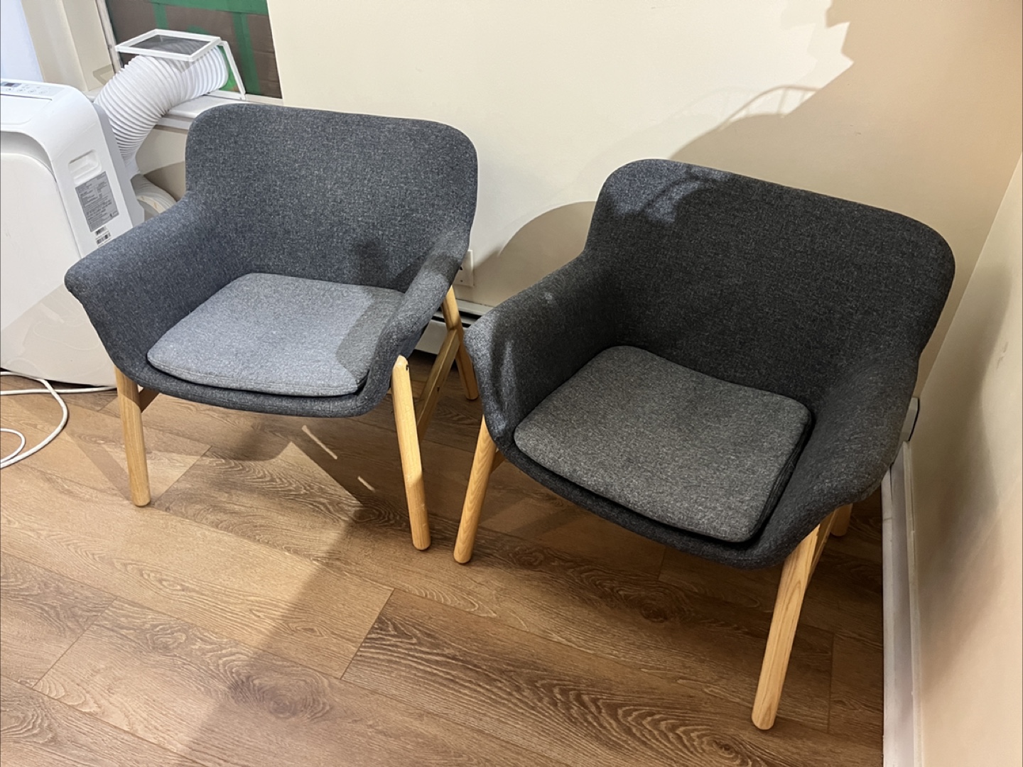 IKEA VEDBO Pair of Grey Armchairs with Wooden Legs - photo 4