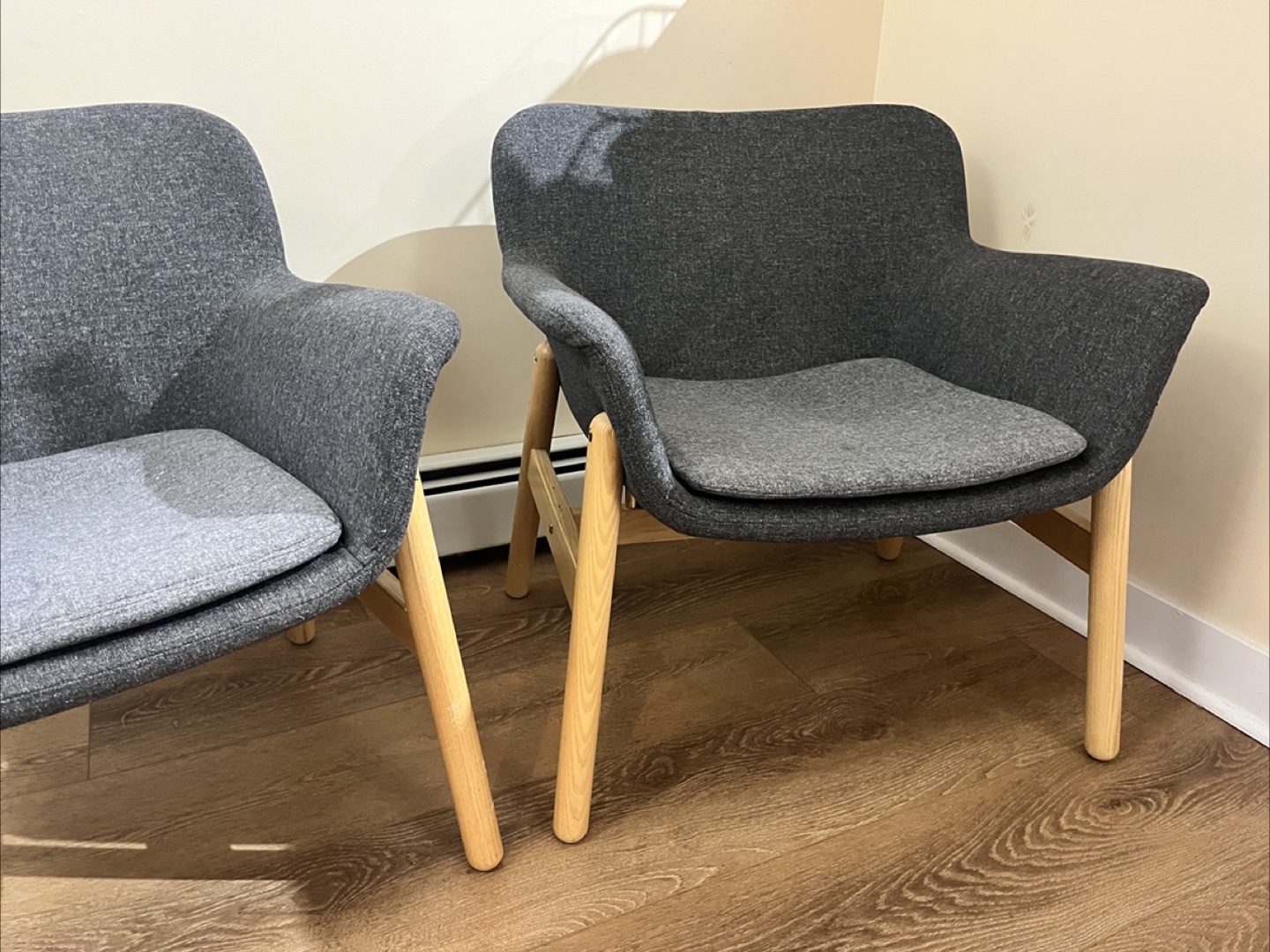IKEA VEDBO Pair of Grey Armchairs with Wooden Legs - photo 2