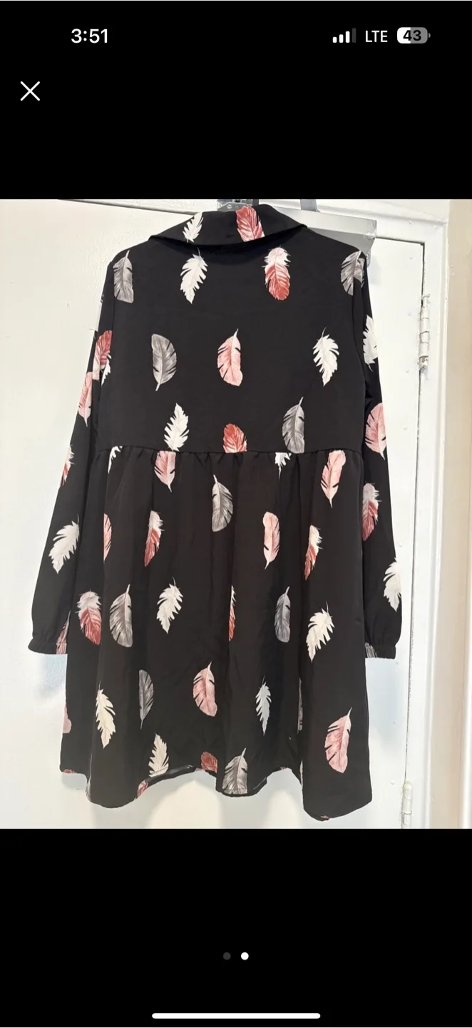 Shein Black Feather Print Mini Dress image indicator(2)