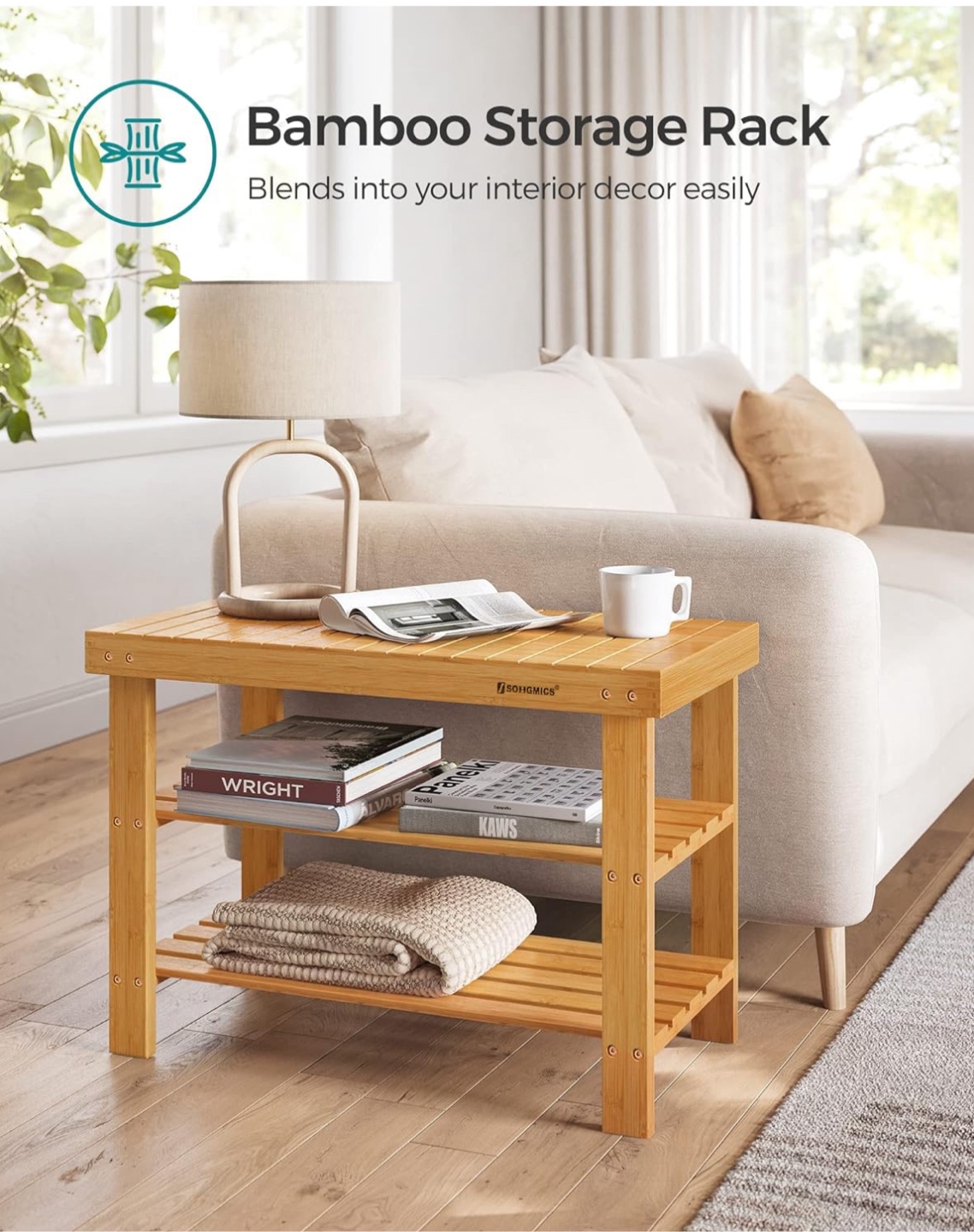 SONGMICS 3-Tier Bamboo Shoe Rack - photo 4