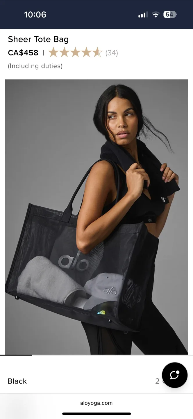 ALO Yoga Sheer Tote Bag - Black/White image indicator(5)