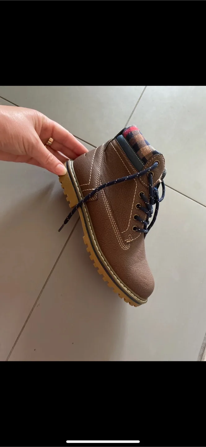 Brown Ankle Boots with Plaid Detail image indicator(2)