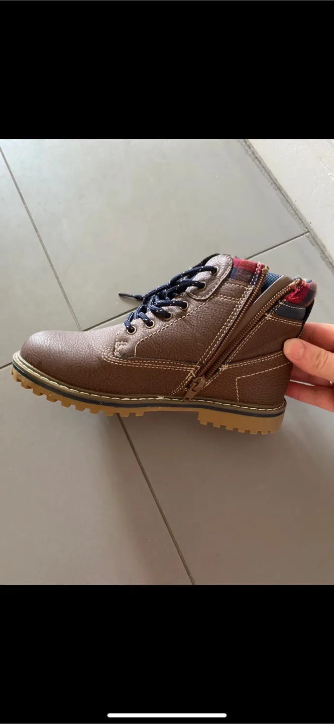 Brown Ankle Boots with Plaid Detail image indicator(3)