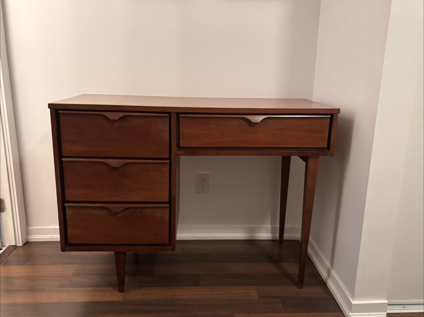 MCM Walnut Wooden Desk with Drawers