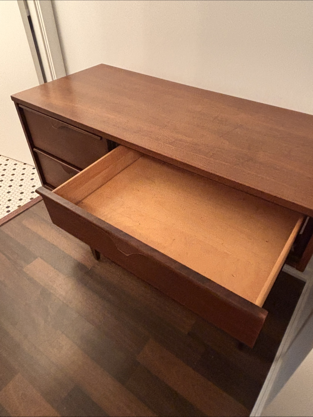 MCM Walnut Wooden Desk with Drawers - photo 2