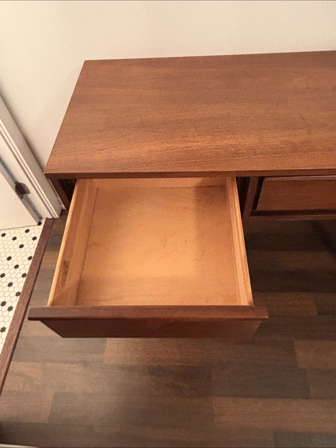 MCM Walnut Wooden Desk with Drawers - photo 3