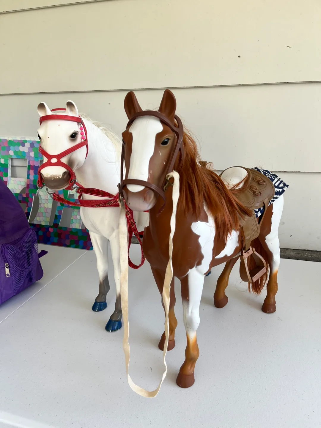 18” Doll Horses - Brown & White, White thumbnail
