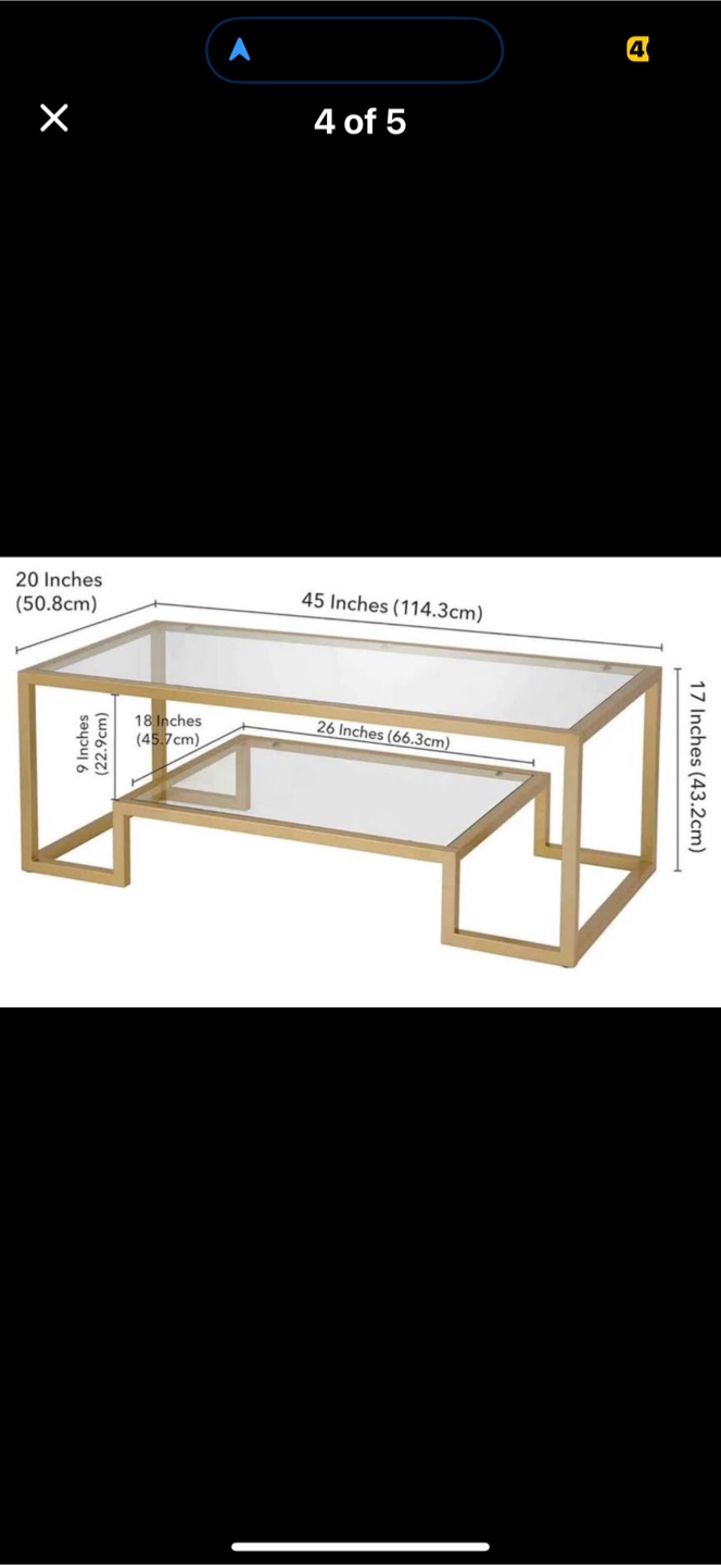Gold Metal & Glass Coffee Table - photo 5