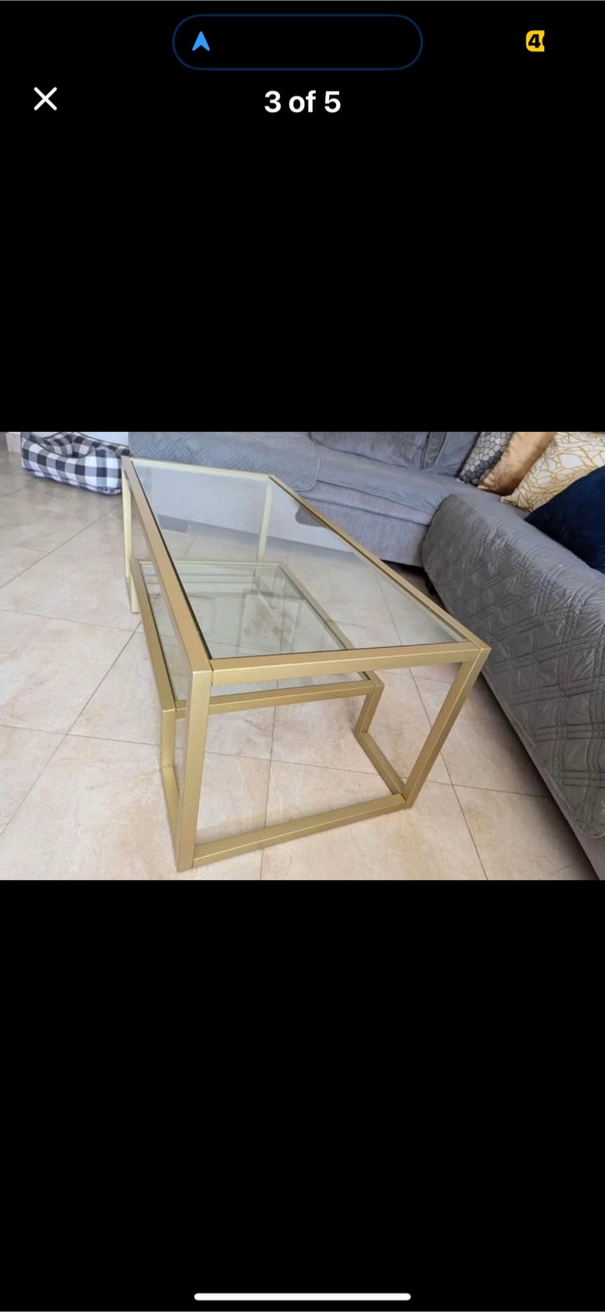 Gold Metal & Glass Coffee Table - photo 2