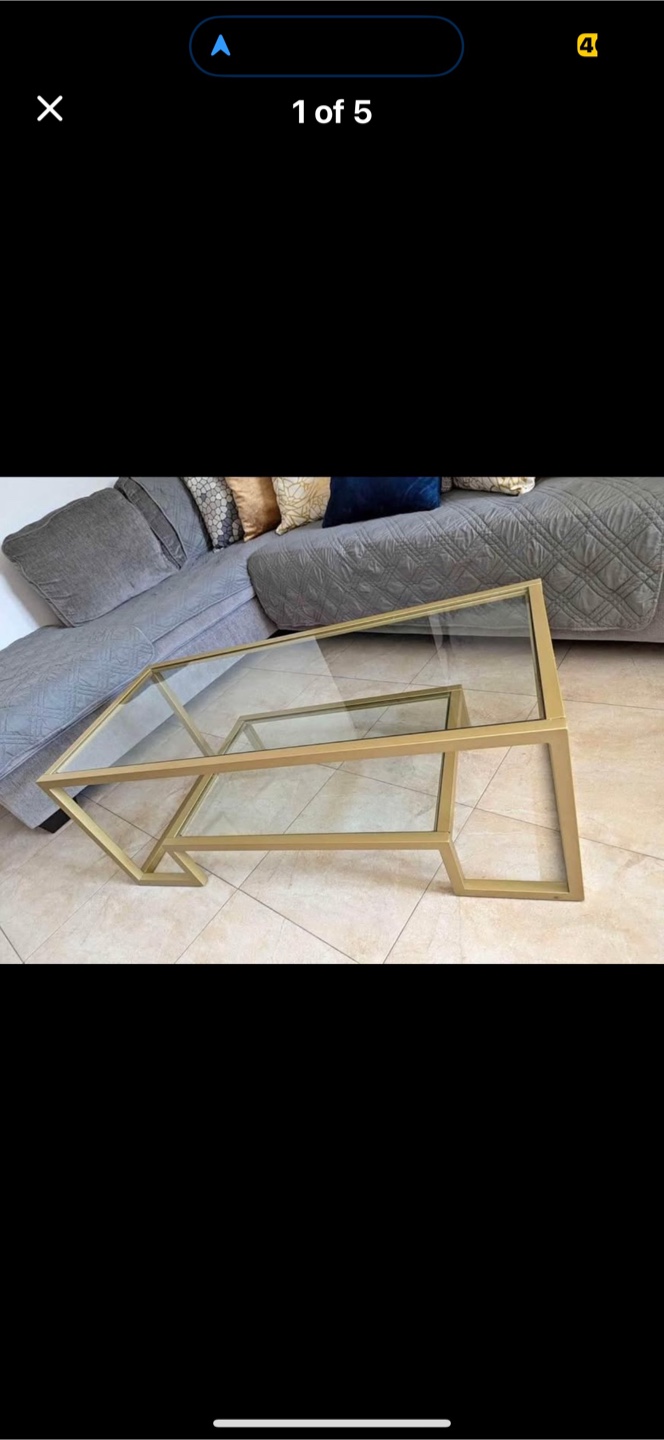 Gold Metal & Glass Coffee Table - photo 3