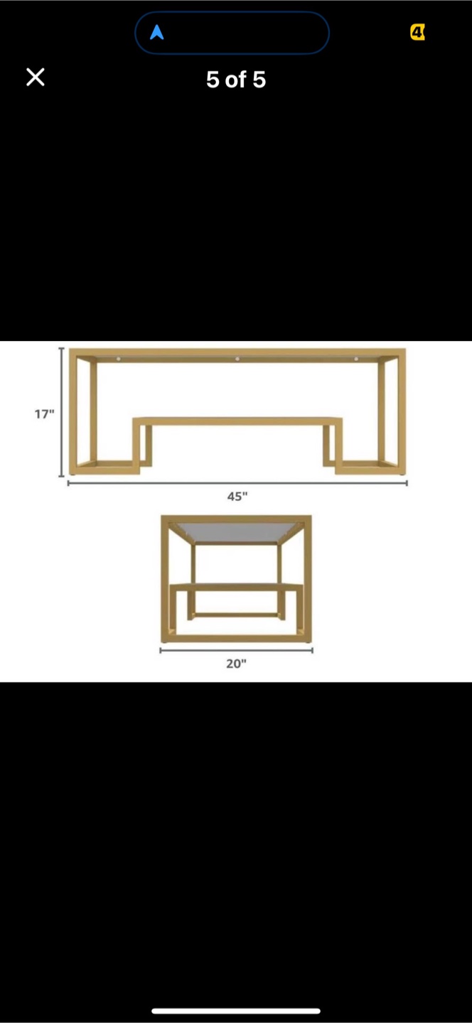 Gold Metal & Glass Coffee Table - photo 4