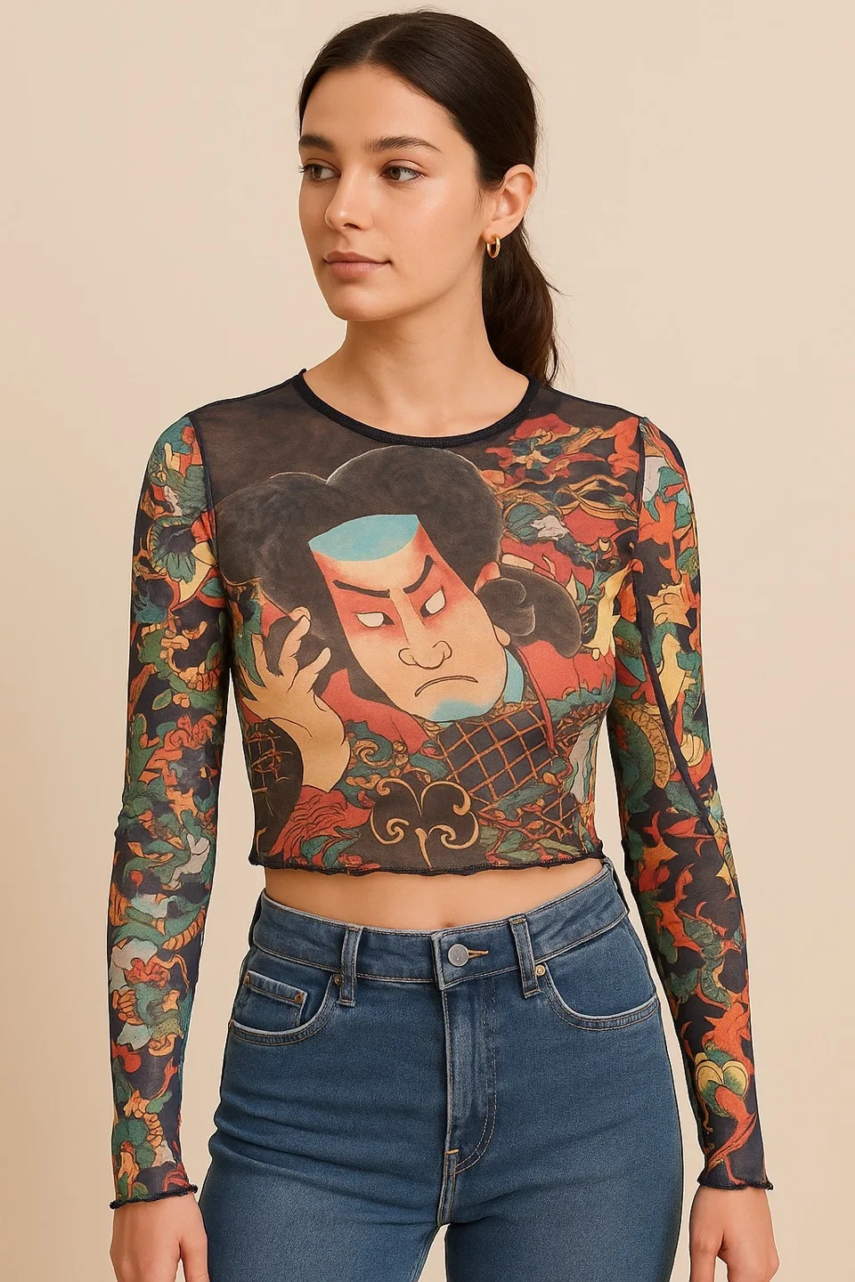 Graphic Print Long Sleeve Top XS-S thumbnail