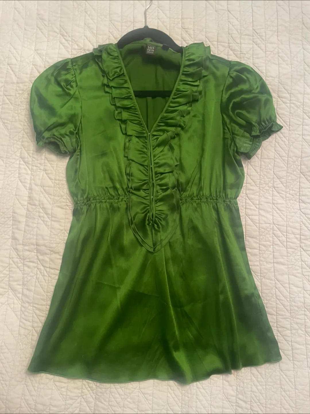 Saks Fifth Avenue Green Blouse - Size 2 thumbnail