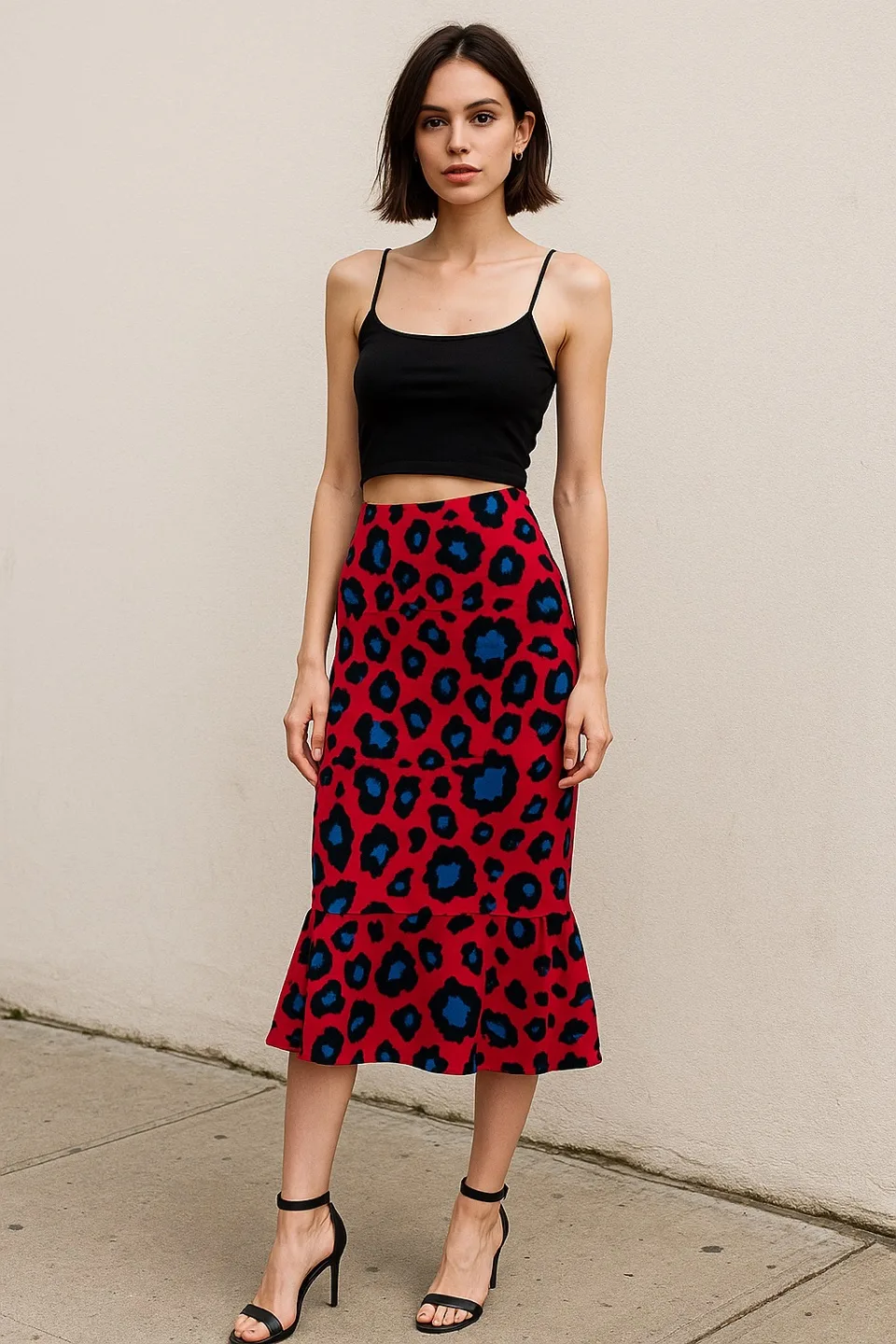 Leopard Print Red Skirt Xs-S thumbnail