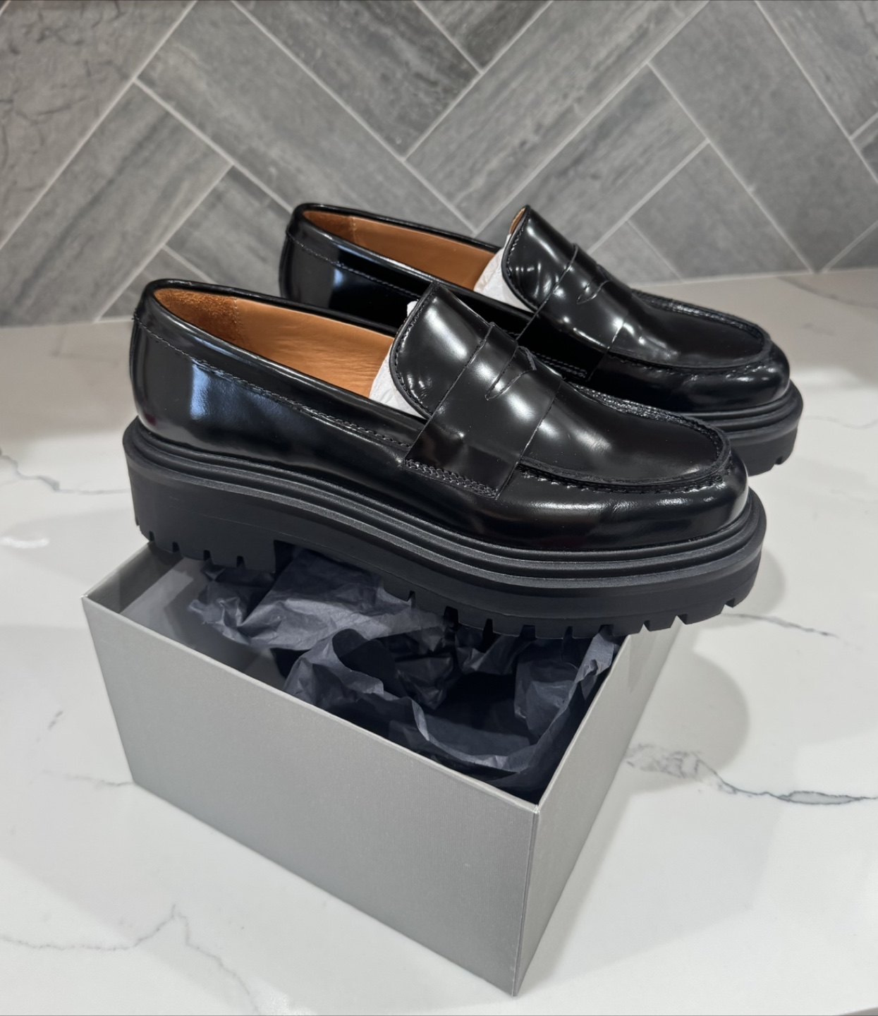 Brand New Black Platform Penny Loafers, Size 7.5 - photo 2