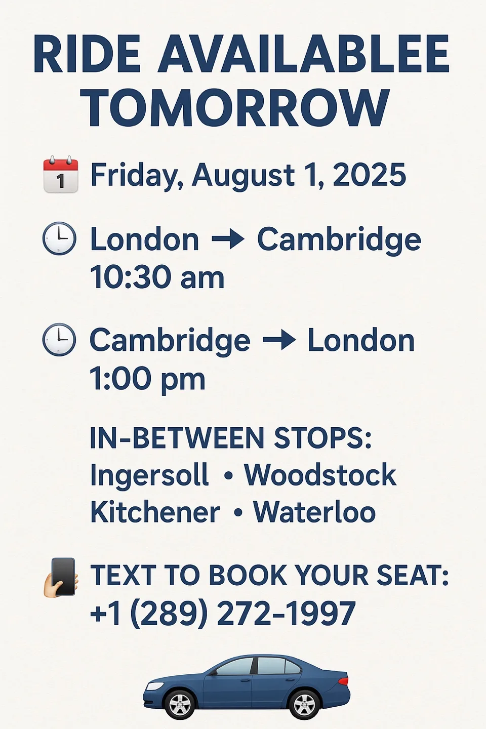 Ride Available Tomorrow - London to Cambridge thumbnail