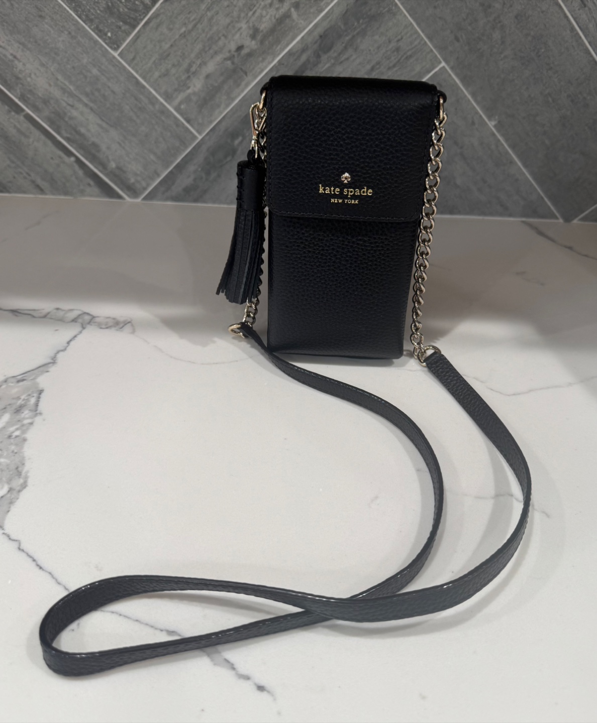 Kate Spade Black Leather Crossbody Phone Bag