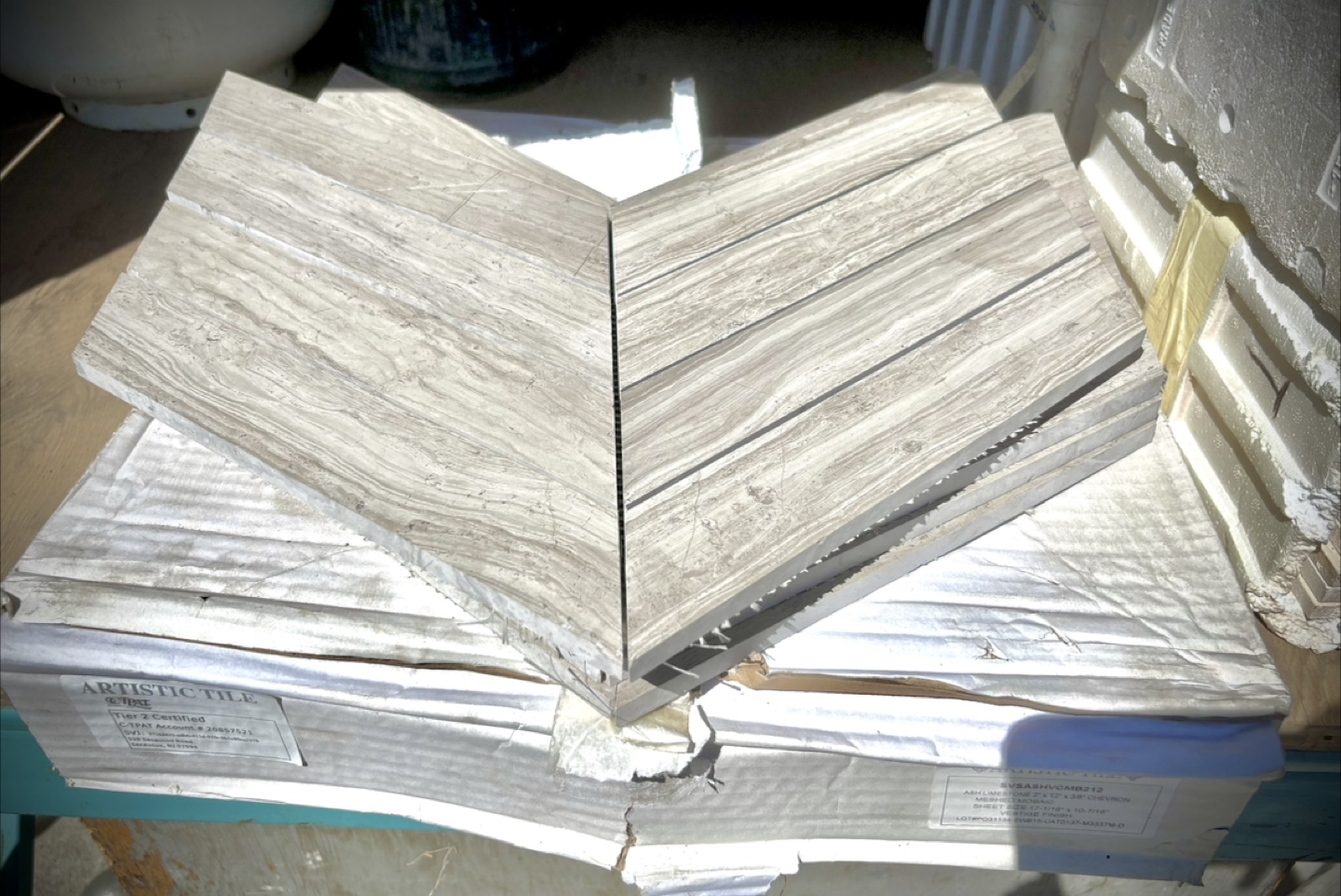 Artistic Tile Ash Limestone Chevron Meshed Mosaic - photo 2