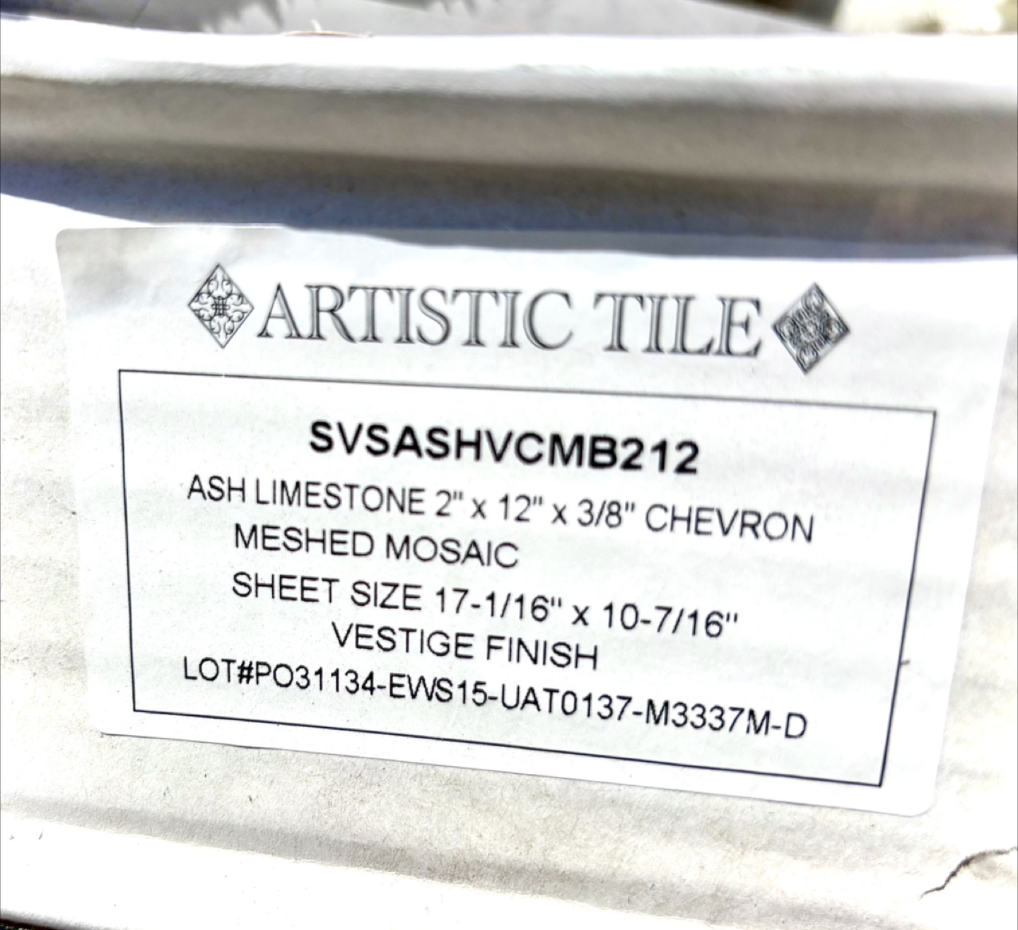 Artistic Tile Ash Limestone Chevron Meshed Mosaic - photo 4
