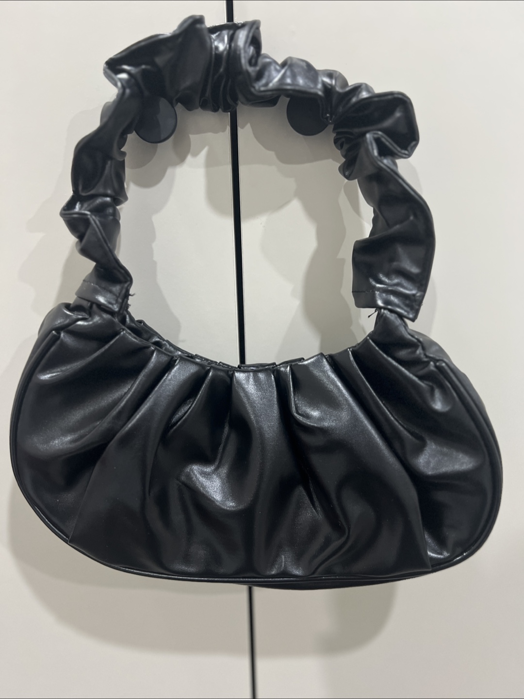 Black Ruched Handle Shoulder Bag
