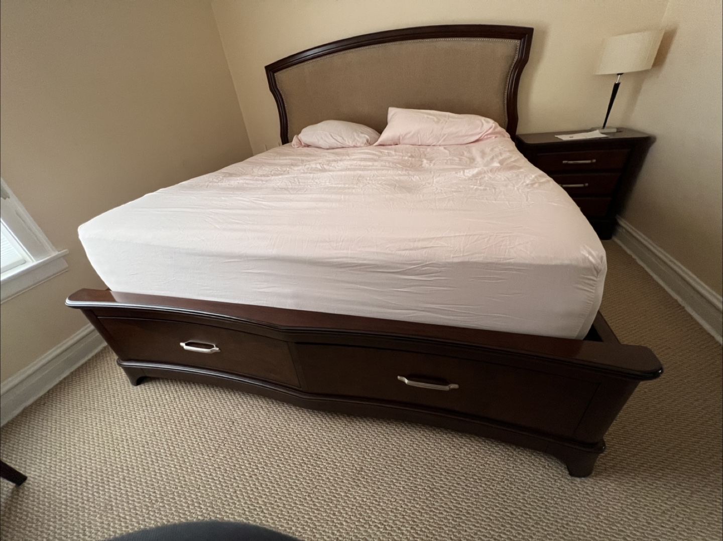King upholstered bed