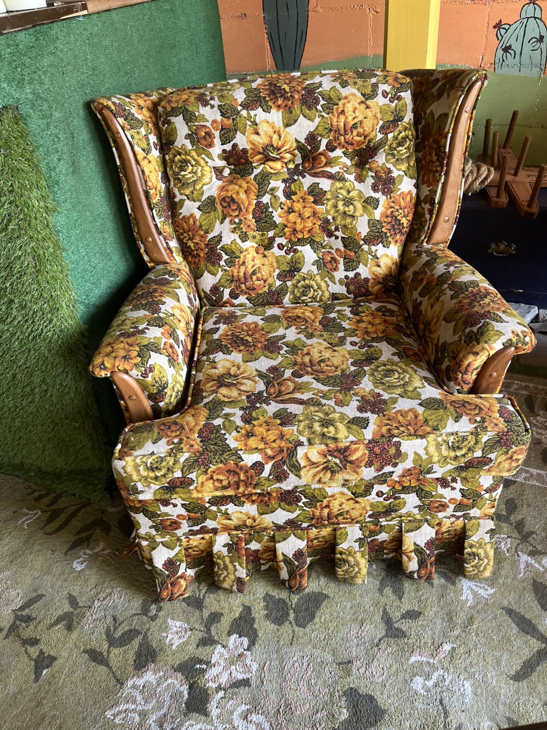 Floral Wingback Armchair