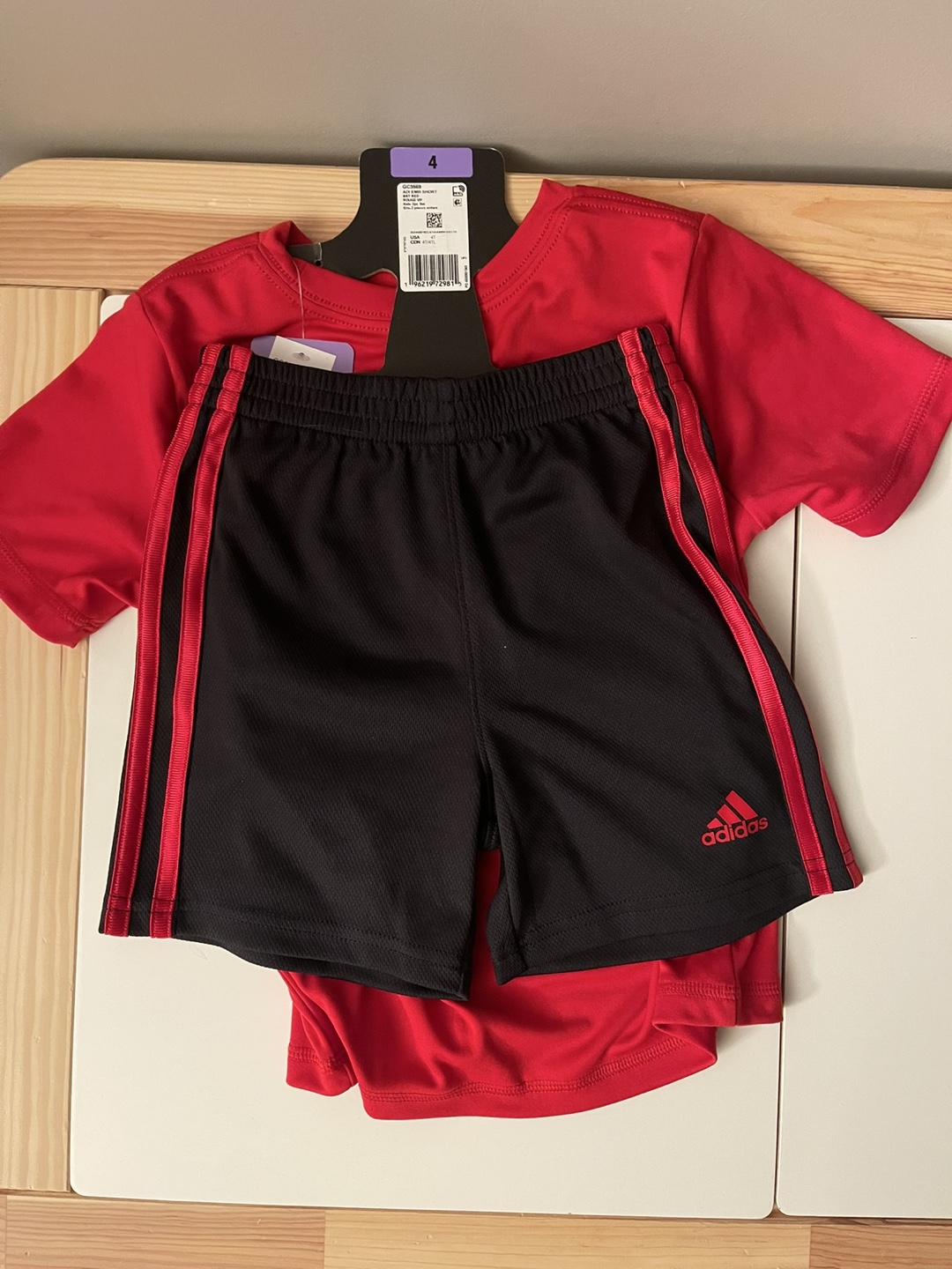 Adidas Kids' Red & Black Outfit - Size 4 - photo 2