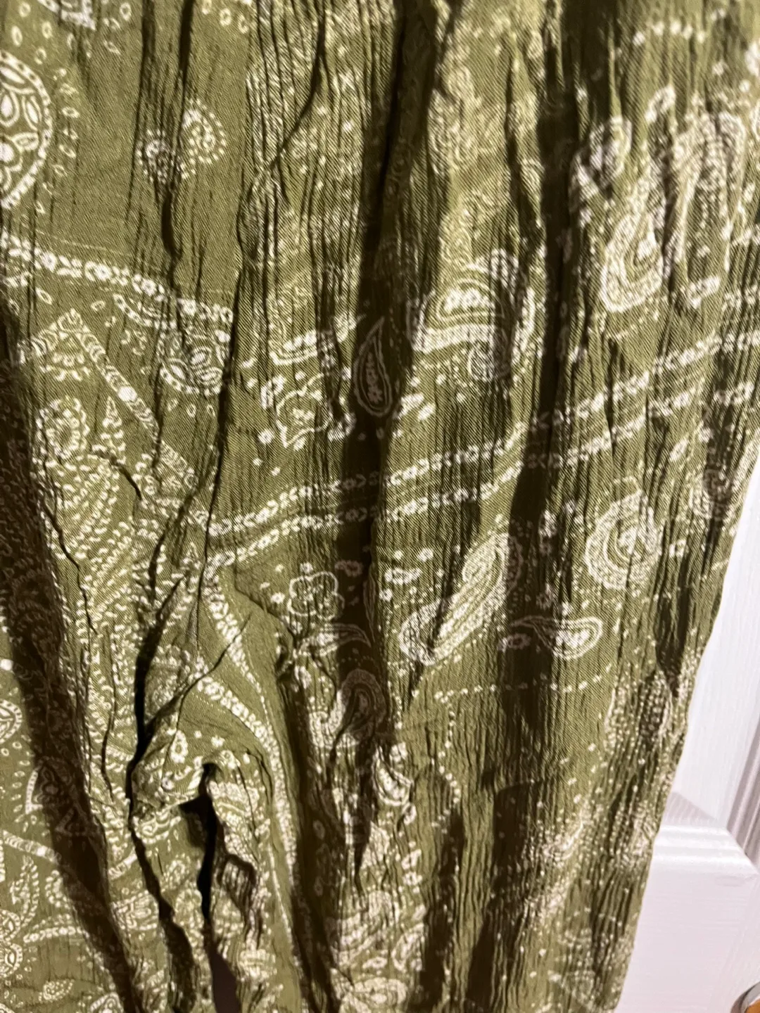 Zara XS Olive Green Paisley Pants image indicator(4)