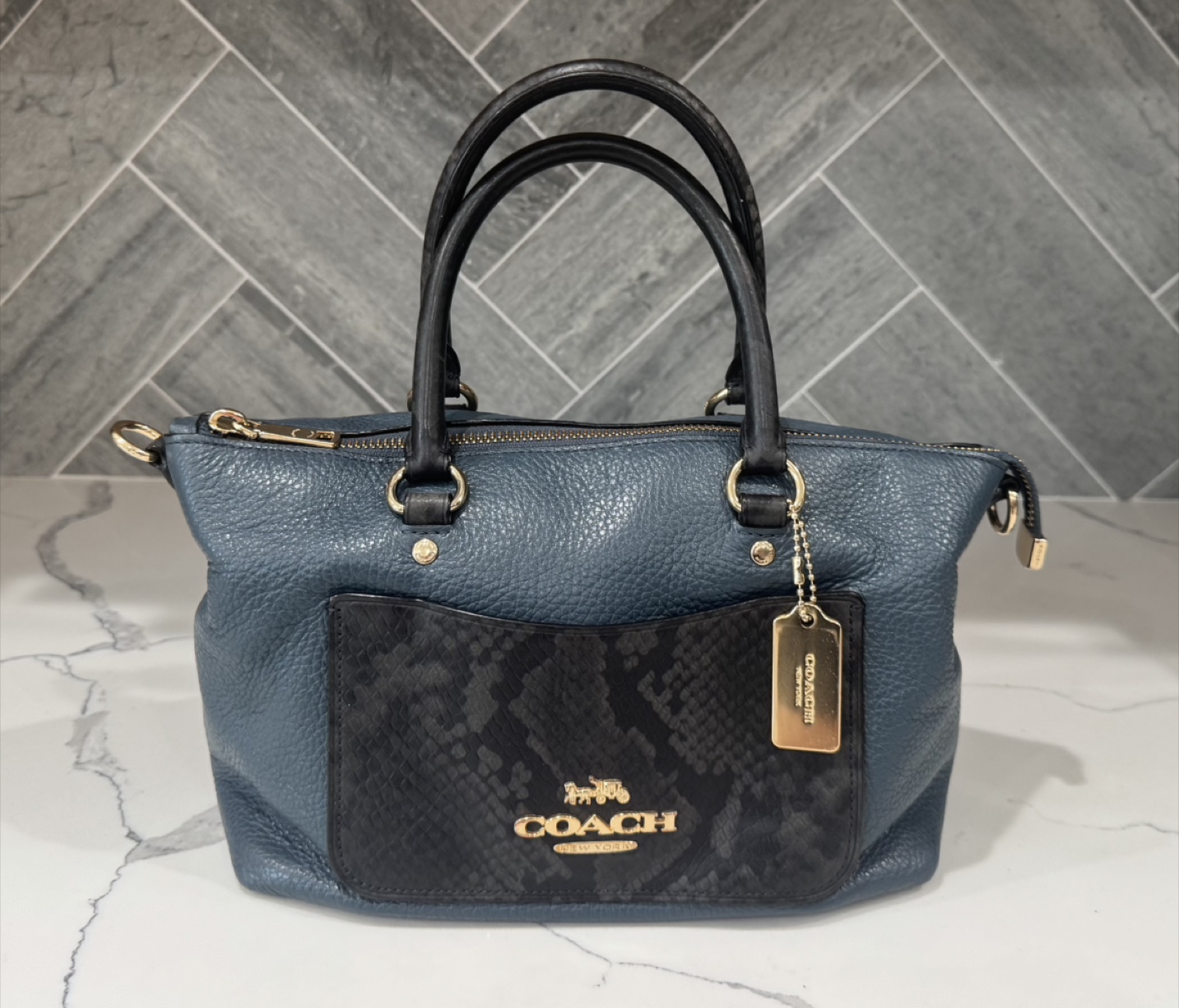 Coach Blue Leather Satchel