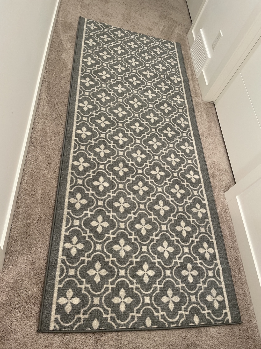 Grey Patterned Hallway Runner Rug